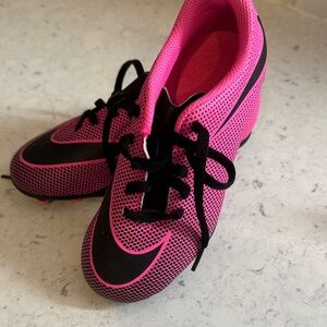 Nike Pink and Black Kids Soccer Cleats
